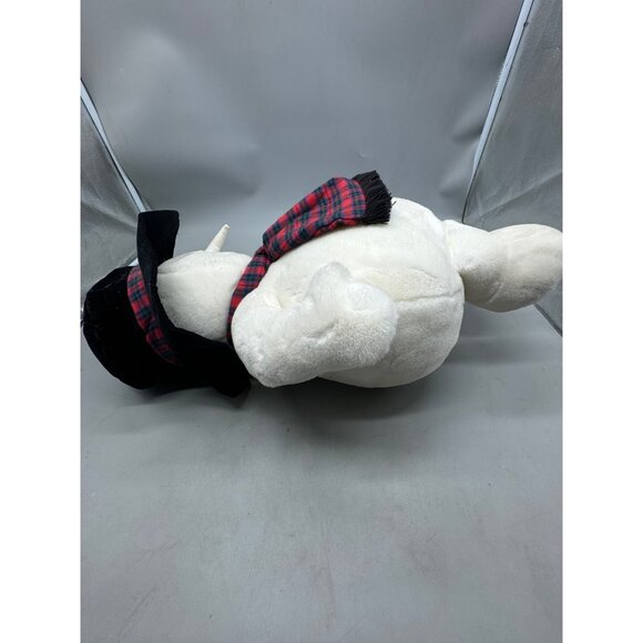 commonwealth snowden 1997 white Snowman Plush Toy top Hat & plaid Scarf 22" READ - Picture 7 of 14